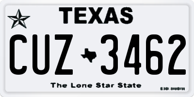TX license plate CUZ3462