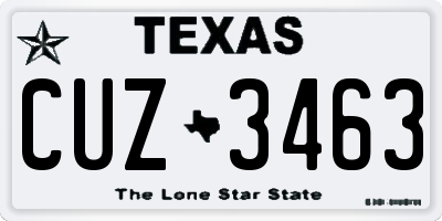 TX license plate CUZ3463