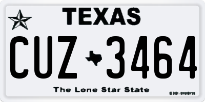 TX license plate CUZ3464