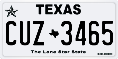 TX license plate CUZ3465