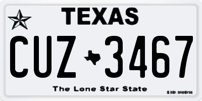 TX license plate CUZ3467