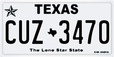 TX license plate CUZ3470