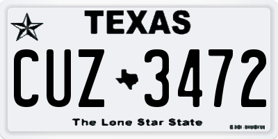 TX license plate CUZ3472