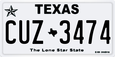 TX license plate CUZ3474