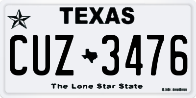 TX license plate CUZ3476