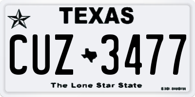 TX license plate CUZ3477