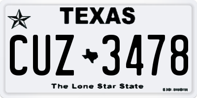 TX license plate CUZ3478