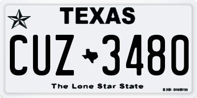 TX license plate CUZ3480