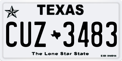 TX license plate CUZ3483