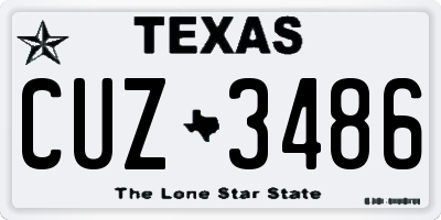 TX license plate CUZ3486