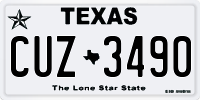 TX license plate CUZ3490