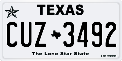 TX license plate CUZ3492