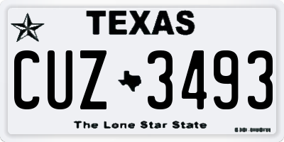 TX license plate CUZ3493