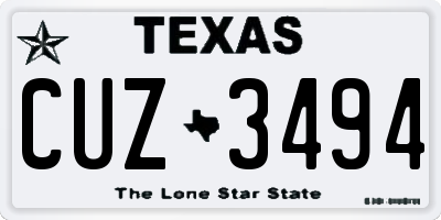 TX license plate CUZ3494