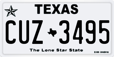 TX license plate CUZ3495