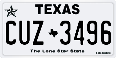 TX license plate CUZ3496