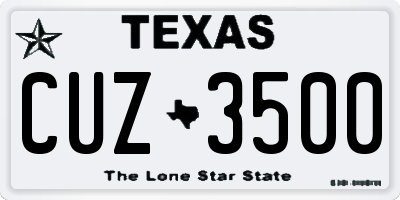 TX license plate CUZ3500