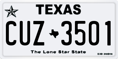 TX license plate CUZ3501
