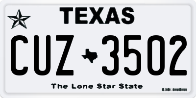 TX license plate CUZ3502