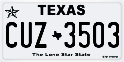 TX license plate CUZ3503