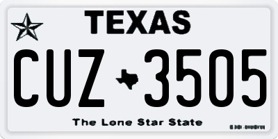 TX license plate CUZ3505