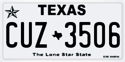 TX license plate CUZ3506