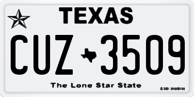 TX license plate CUZ3509