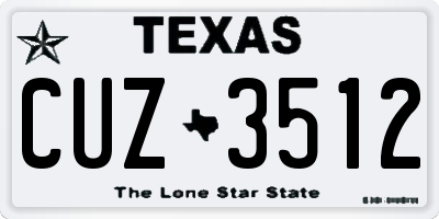 TX license plate CUZ3512