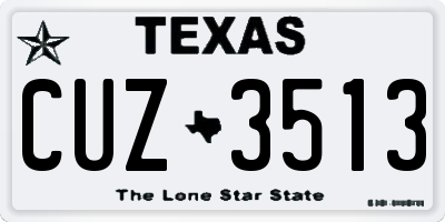 TX license plate CUZ3513