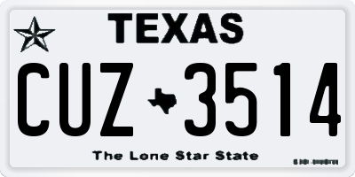 TX license plate CUZ3514
