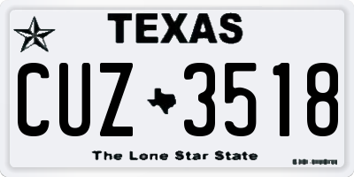 TX license plate CUZ3518