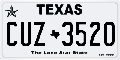 TX license plate CUZ3520