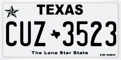 TX license plate CUZ3523
