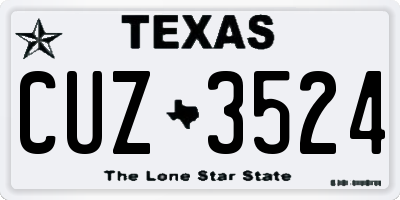 TX license plate CUZ3524
