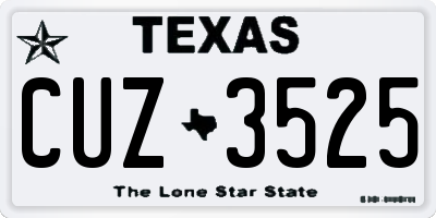 TX license plate CUZ3525