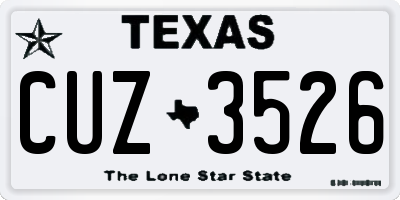 TX license plate CUZ3526
