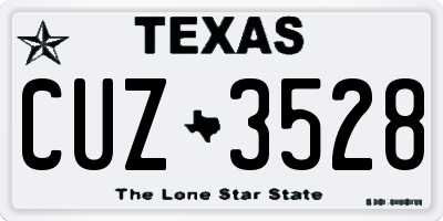 TX license plate CUZ3528