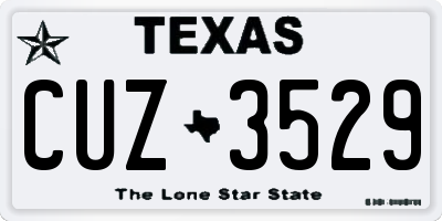 TX license plate CUZ3529