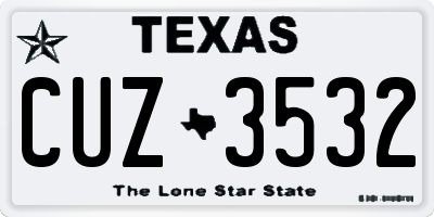 TX license plate CUZ3532
