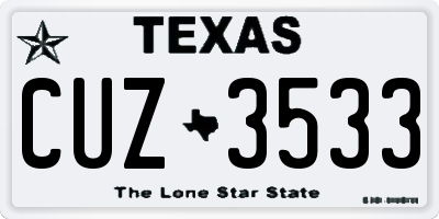 TX license plate CUZ3533