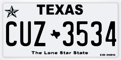 TX license plate CUZ3534