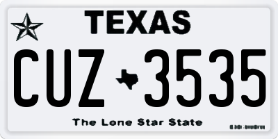 TX license plate CUZ3535