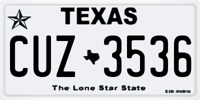 TX license plate CUZ3536
