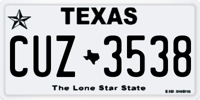 TX license plate CUZ3538