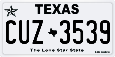 TX license plate CUZ3539