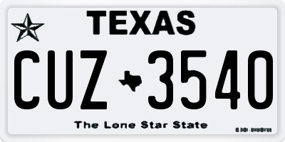 TX license plate CUZ3540