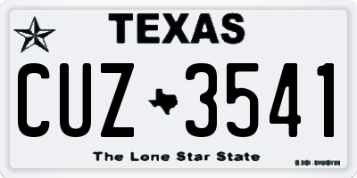 TX license plate CUZ3541