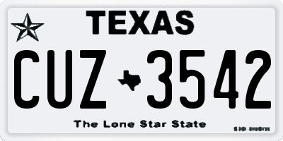 TX license plate CUZ3542