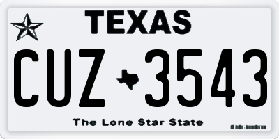 TX license plate CUZ3543