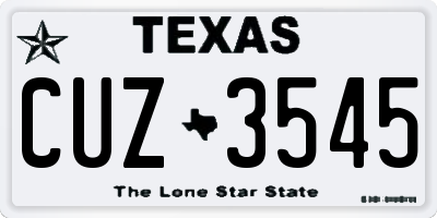 TX license plate CUZ3545